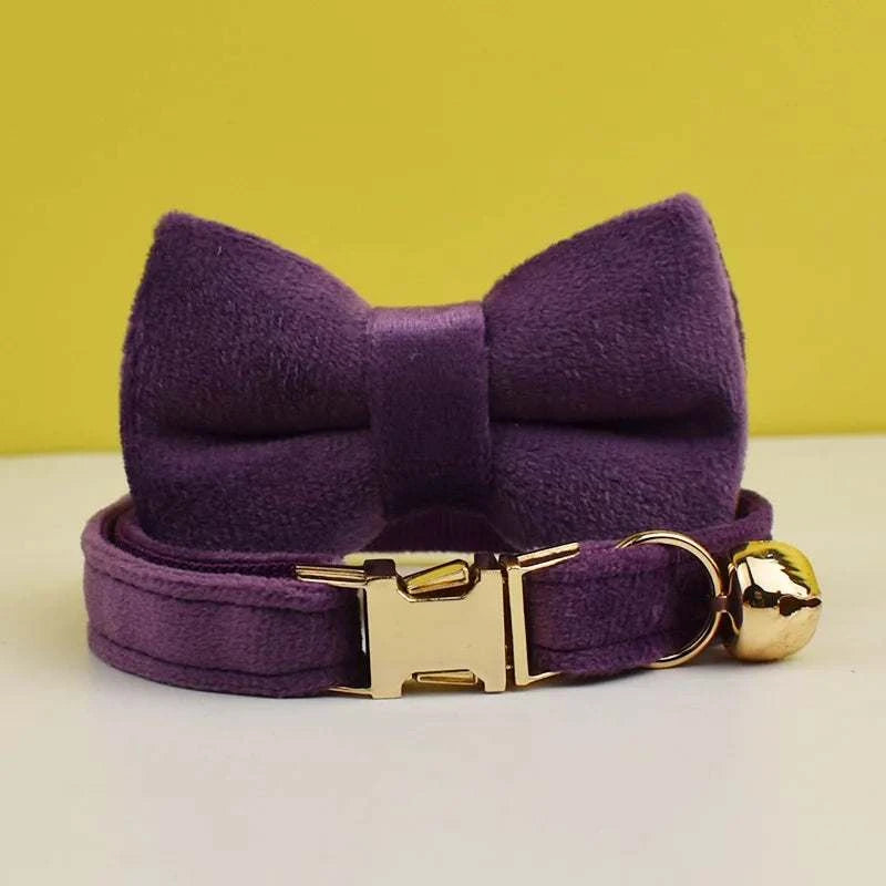 Stylish Adjustable Cat Collar with Bowknot Engraveable Pet Safety Feature for Choking Prevention Comfortable Fit for Cats