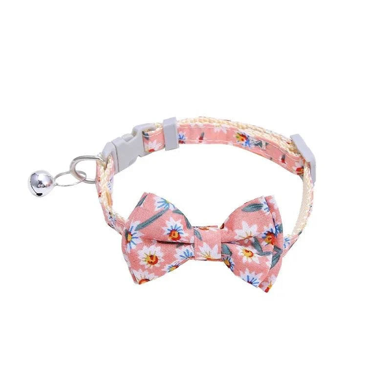 Cat Collar Breakaway with Cute Bow Tie and Bell Adjustable & Removable Plaid Dog Collar for Cats Kitty Kitten Small Medium Dogs