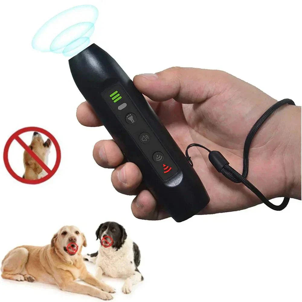 COOYOMOO Ultrasonic Anti-Barking Trainer with LED flashlight and rechargeable battery for dogs and cats