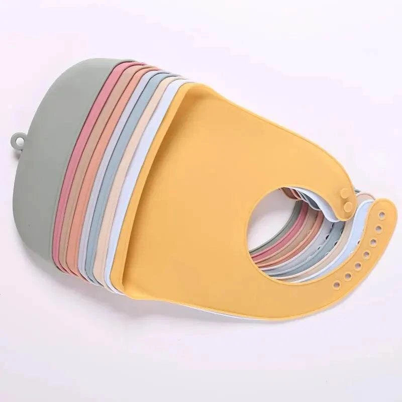 Colorful silicone baby eating bib for toddlers, waterproof and easy to clean
