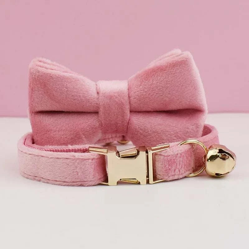 Stylish Adjustable Cat Collar with Bowknot Engraveable Pet Safety Feature for Choking Prevention Comfortable Fit for Cats
