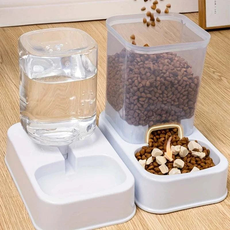 Automatic Cat and Dog Feeder with Drinker - Pet Food Bowl and Drinker Set,Smart Portion Control for Cat and Dog,Without Battery