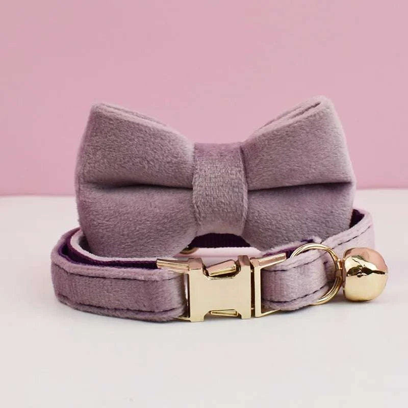 Stylish Adjustable Cat Collar with Bowknot Engraveable Pet Safety Feature for Choking Prevention Comfortable Fit for Cats