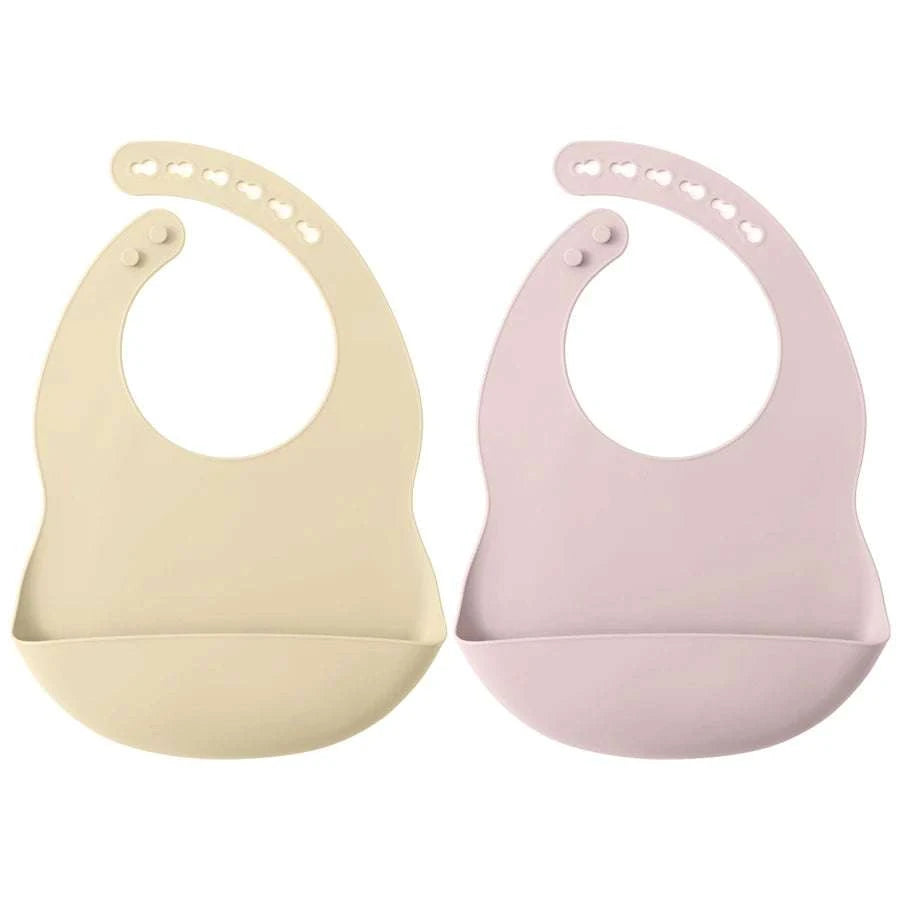 2PCS Toddler Silicone Breastplate Baby Bib Waterproof Solid Color Infant Bibs Newborn Feeding Burp Cloth Drooling Scarf