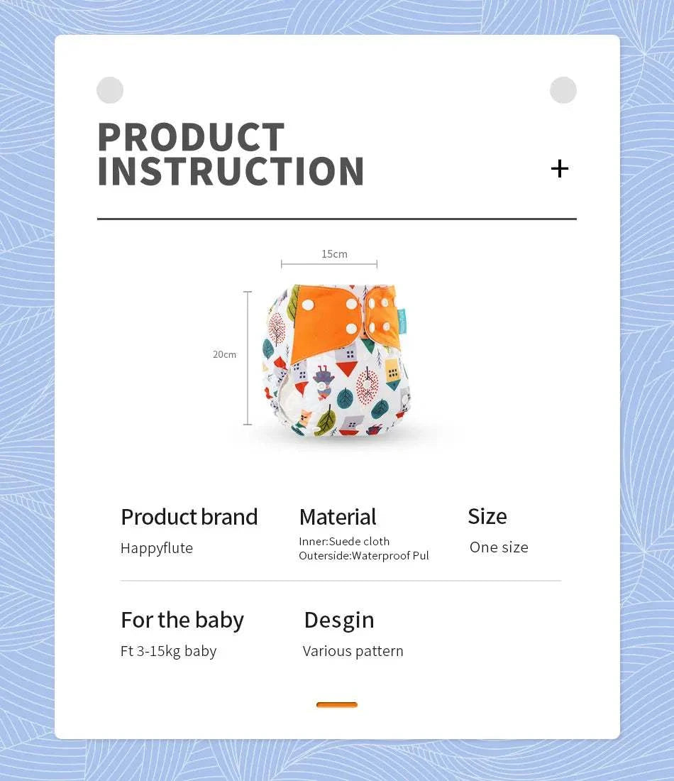 Happyflute 4Pcs/Set Eco-Friendly Cloth Diaper Ecological Reusable Baby Diapers