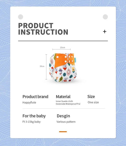 Happyflute 4Pcs/Set Eco-Friendly Cloth Diaper Ecological Reusable Baby Diapers