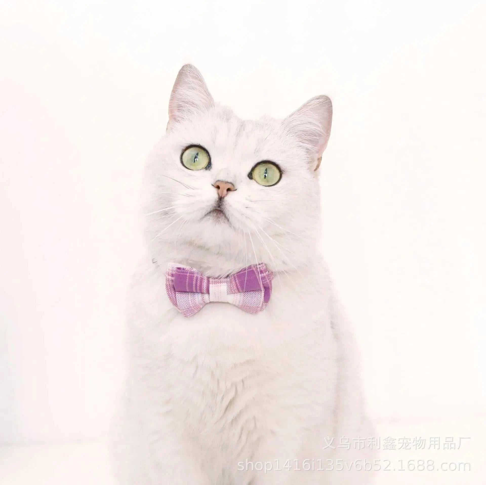 Cat Collar Breakaway with Cute Bow Tie and Bell  Adjustable &amp; Removable Plaid Dog Collar for Cats Kitty Kitten Small Medium Dogs