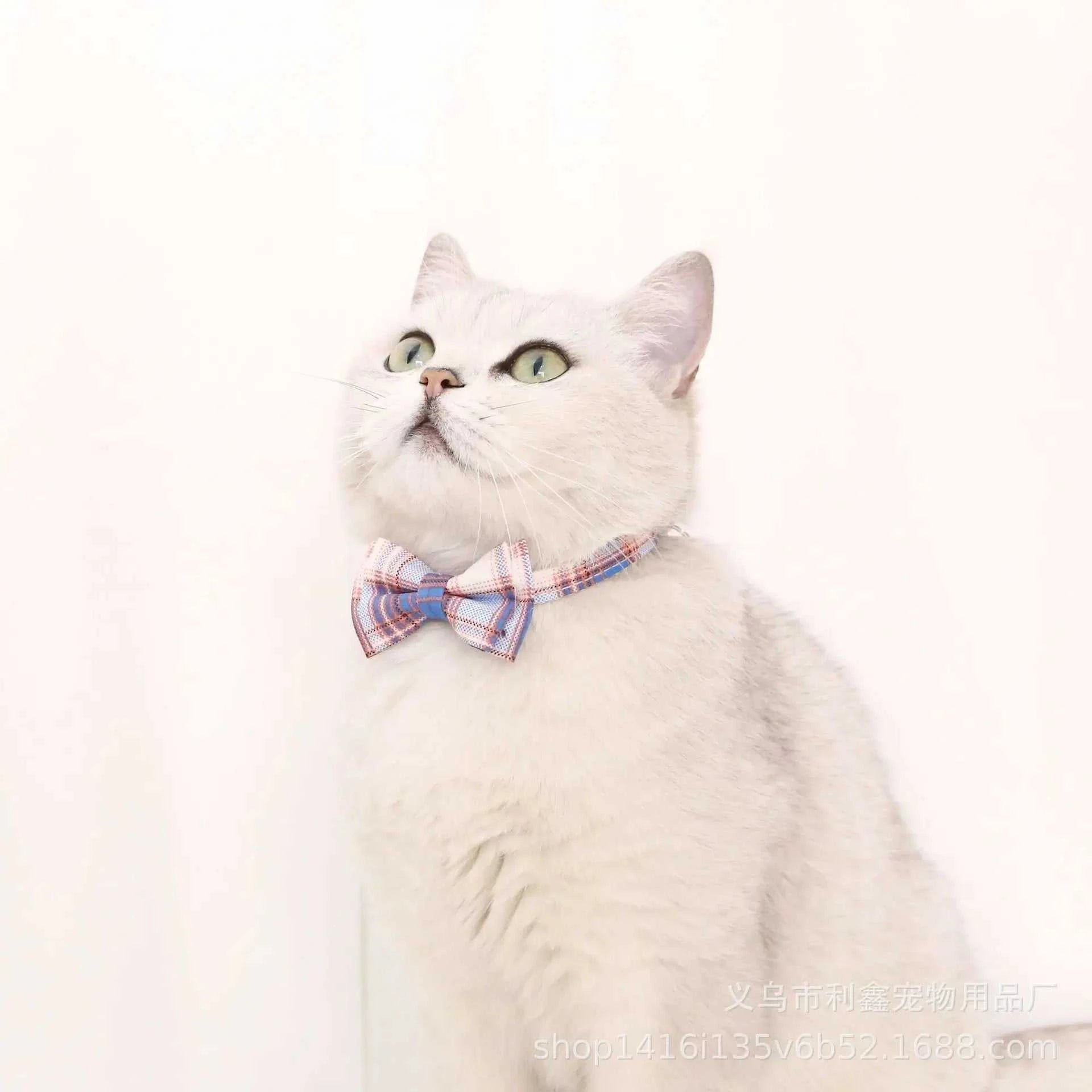 Cat Collar Breakaway with Cute Bow Tie and Bell  Adjustable &amp; Removable Plaid Dog Collar for Cats Kitty Kitten Small Medium Dogs