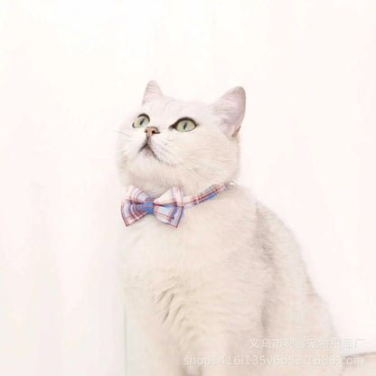 Cat Collar Breakaway with Cute Bow Tie and Bell  Adjustable &amp; Removable Plaid Dog Collar for Cats Kitty Kitten Small Medium Dogs