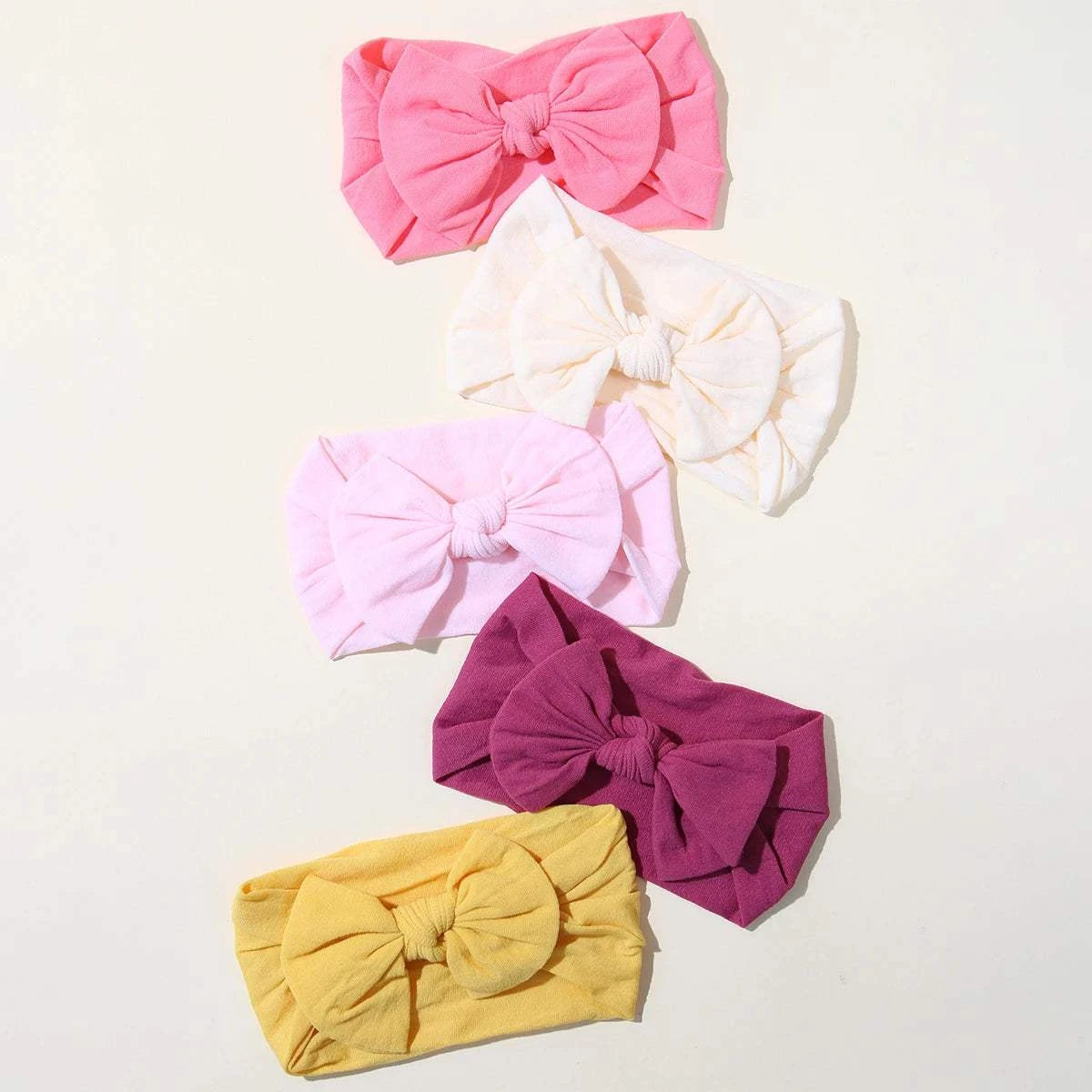 5Pcs Cute Bows Baby Headband Soft Elastic Baby Girl Hair Bands For Newborn Infant Turban Headwear Baby Hair Accessories