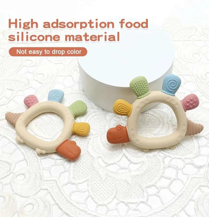 Baby Dinosaur Silicone Teething Toys BPA Free Easy to Grip Infant Care Teether Chewing Toy for Newborn Gift Babies Accessory