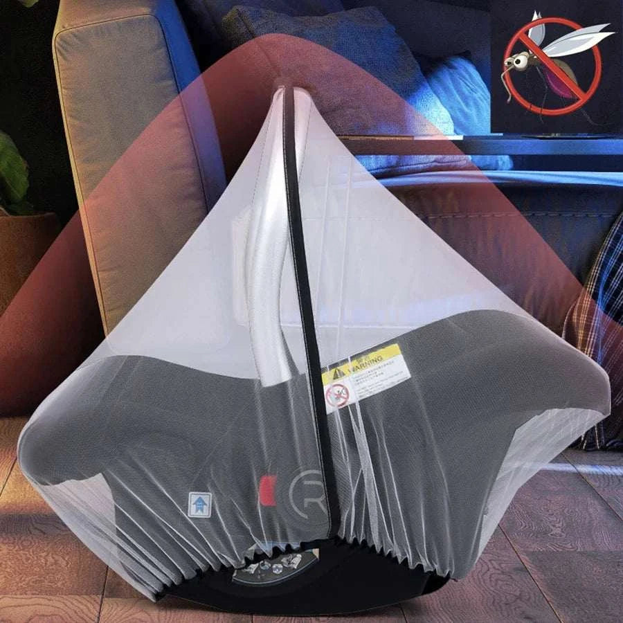 Universal breathable baby stroller mosquito net cover with elastic band and fine mesh for insect protection