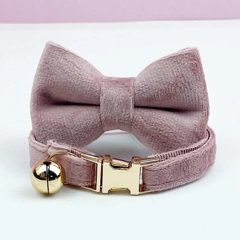 Stylish Adjustable Cat Collar with Bowknot Engraveable Pet Safety Feature for Choking Prevention Comfortable Fit for Cats