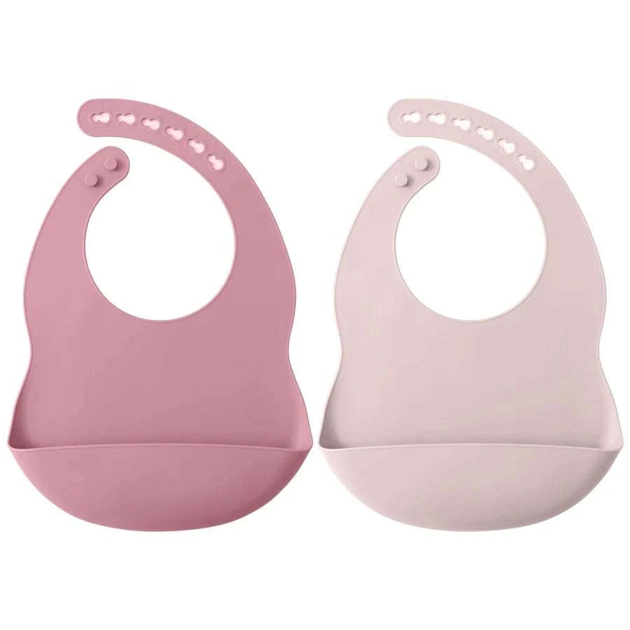 2PCS Toddler Silicone Breastplate Baby Bib Waterproof Solid Color Infant Bibs Newborn Feeding Burp Cloth Drooling Scarf