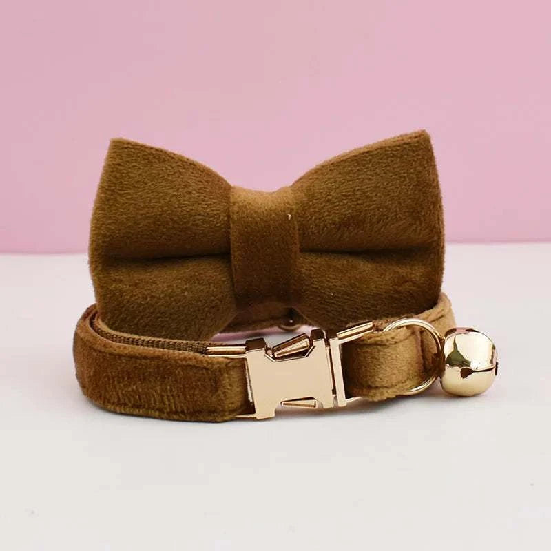 Stylish Adjustable Cat Collar with Bowknot Engraveable Pet Safety Feature for Choking Prevention Comfortable Fit for Cats