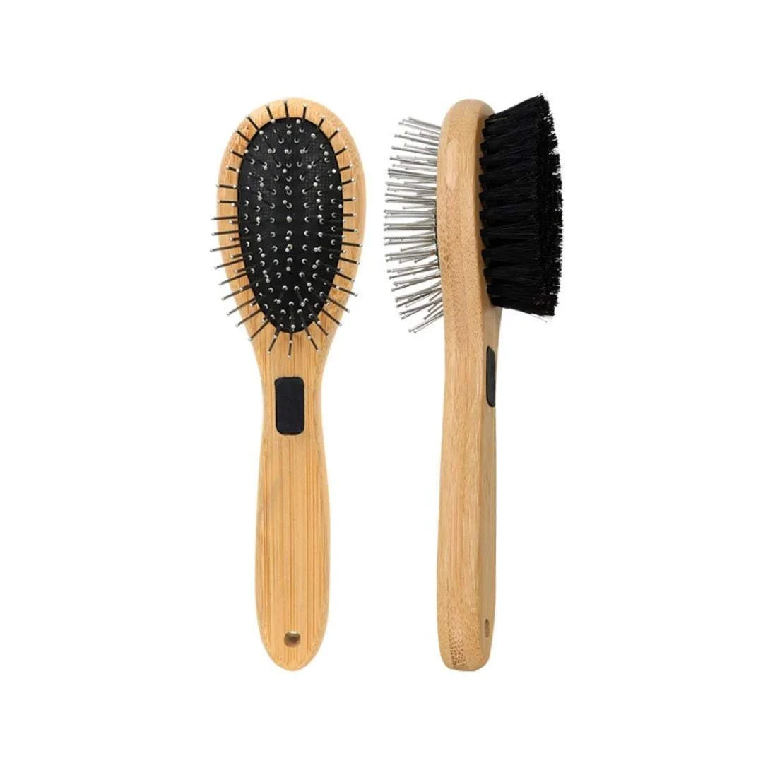Dual-Sided Boar Bristle Pet Brush: Massage &amp; Deshedding Grooming Tool for Dogs &amp; Cats, Gentle Cleaning and Shine Enhancer