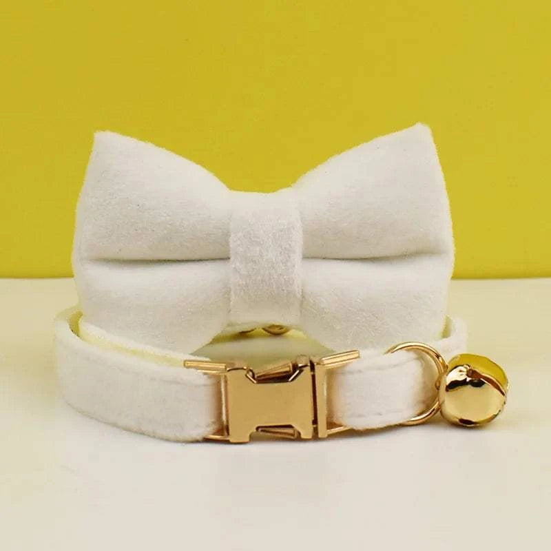 Stylish Adjustable Cat Collar with Bowknot Engraveable Pet Safety Feature for Choking Prevention Comfortable Fit for Cats