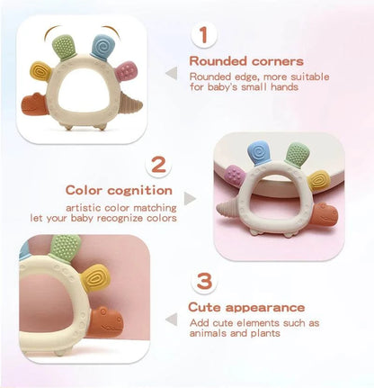 Baby Dinosaur Silicone Teething Toys BPA Free Easy to Grip Infant Care Teether Chewing Toy for Newborn Gift Babies Accessory