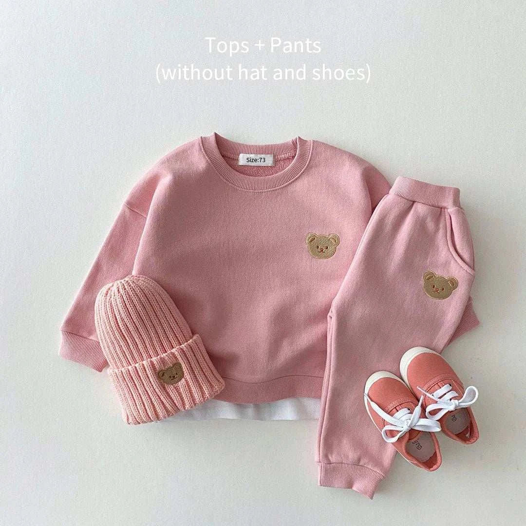 Fashion Toddler Baby Boys Girl Fall Clothes Sets Baby Girl Clothing Set Kids Sports Bear Sweatshirt Pants 2Pcs Suits Outfits