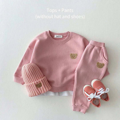 Fashion Toddler Baby Boys Girl Fall Clothes Sets Baby Girl Clothing Set Kids Sports Bear Sweatshirt Pants 2Pcs Suits Outfits