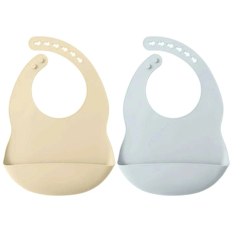 2PCS Toddler Silicone Breastplate Baby Bib Waterproof Solid Color Infant Bibs Newborn Feeding Burp Cloth Drooling Scarf
