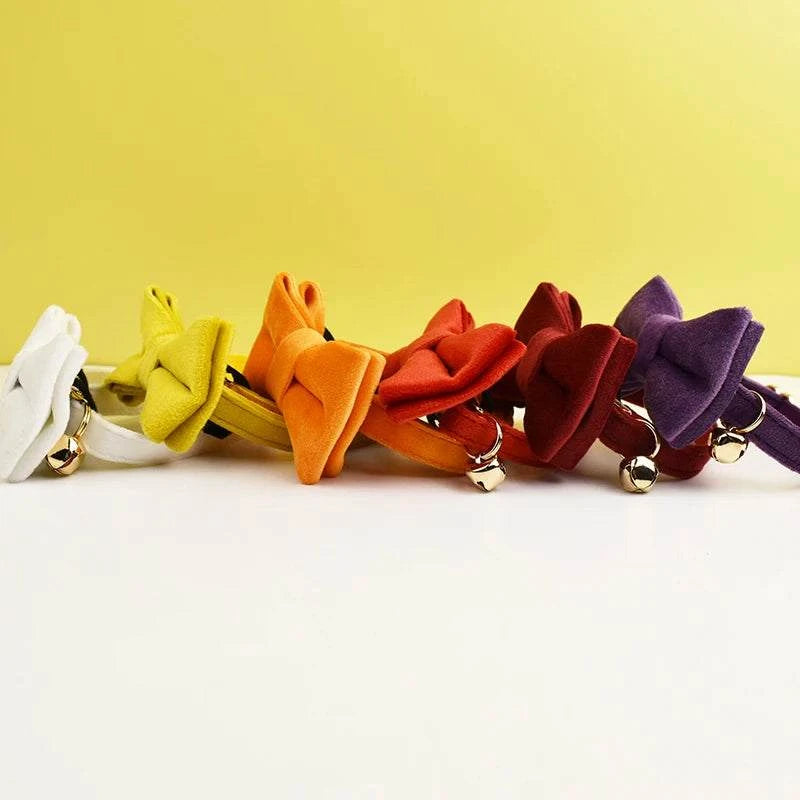 Stylish Adjustable Cat Collar with Bowknot Engraveable Pet Safety Feature for Choking Prevention Comfortable Fit for Cats