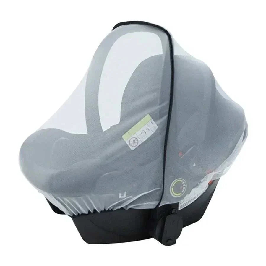 White universal baby stroller mosquito net mesh insect cover with elastic band for infant protection