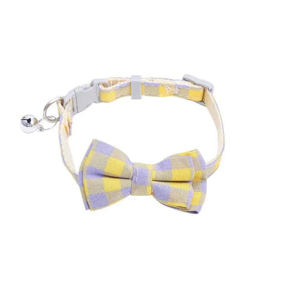 Cat Collar Breakaway with Cute Bow Tie and Bell  Adjustable &amp; Removable Plaid Dog Collar for Cats Kitty Kitten Small Medium Dogs