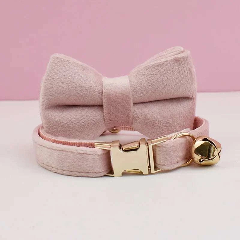Stylish Adjustable Cat Collar with Bowknot Engraveable Pet Safety Feature for Choking Prevention Comfortable Fit for Cats
