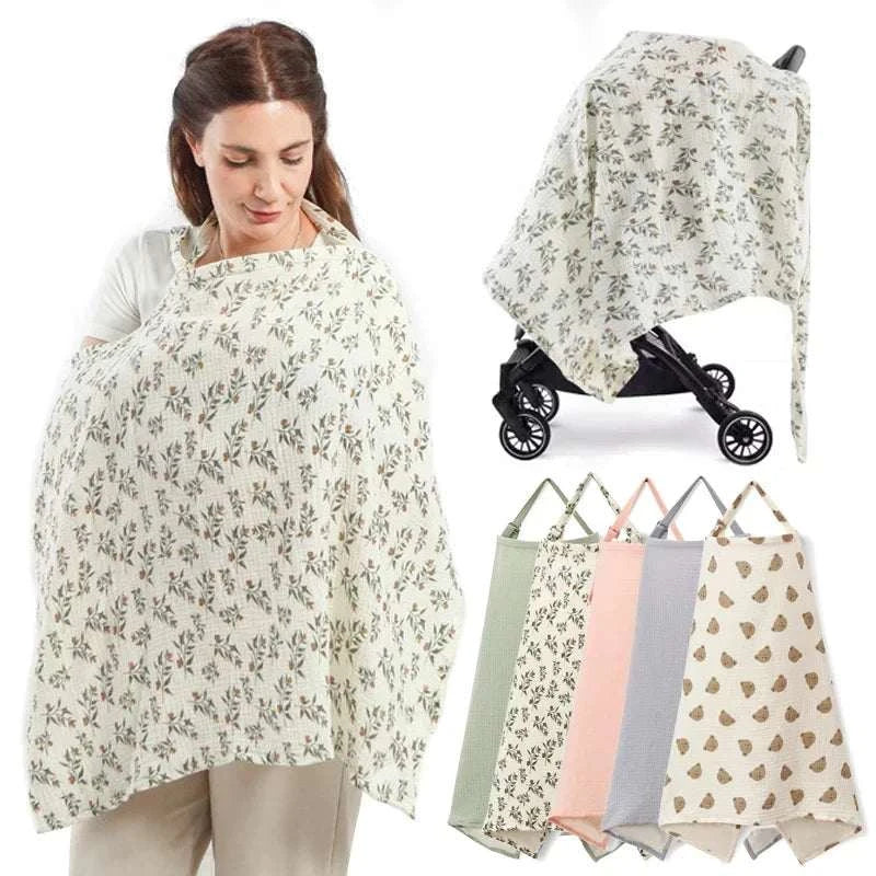 Cotton breastfeeding cover nursing apron with adjustable privacy and stroller blanket for baby feeding
