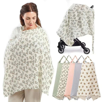Cotton breastfeeding cover nursing apron with adjustable privacy and stroller blanket for baby feeding