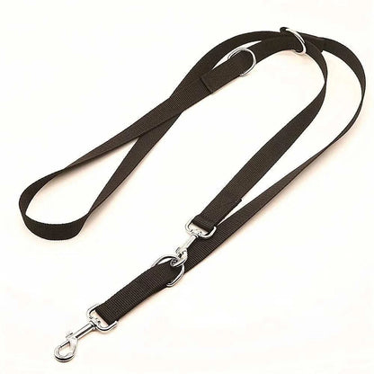 Adjustable black outdoor dog leash with double-ended hooks for training and walking pets