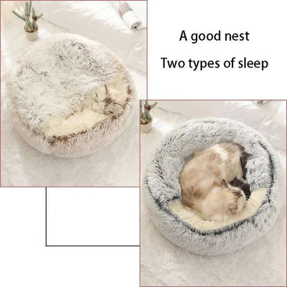 Soft plush pet bed round warm mattress for small cats and dogs