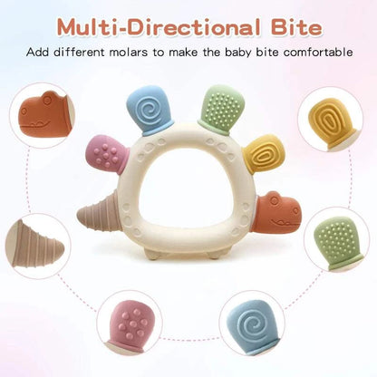 Baby Dinosaur Silicone Teething Toys BPA Free Easy to Grip Infant Care Teether Chewing Toy for Newborn Gift Babies Accessory