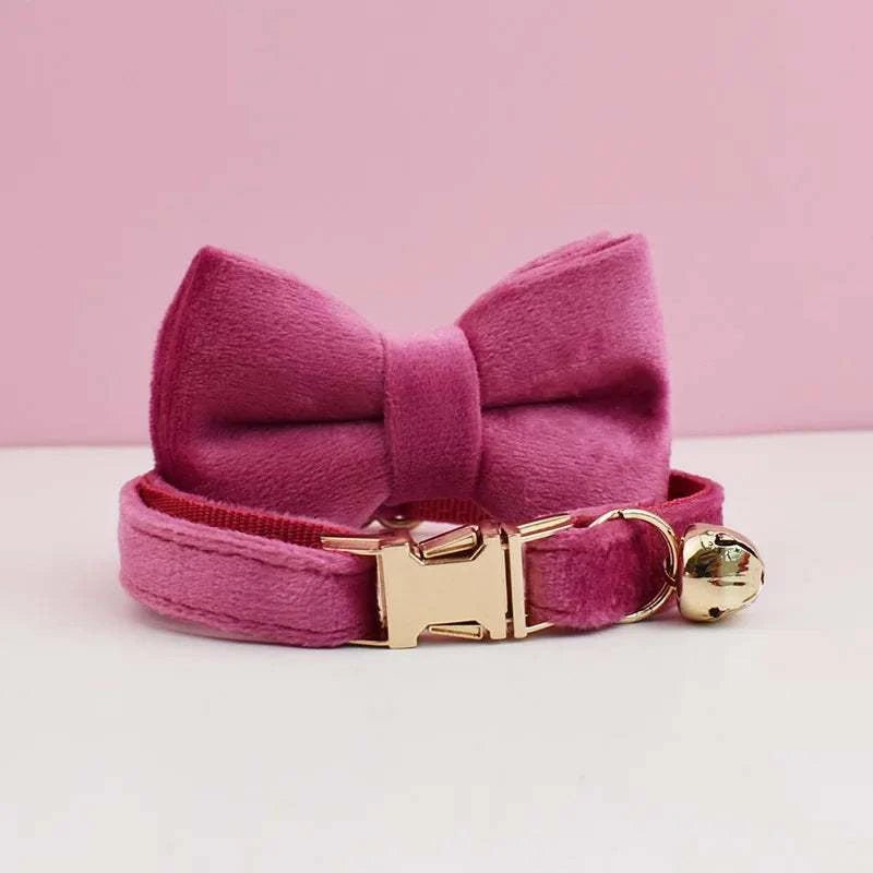Stylish Adjustable Cat Collar with Bowknot Engraveable Pet Safety Feature for Choking Prevention Comfortable Fit for Cats