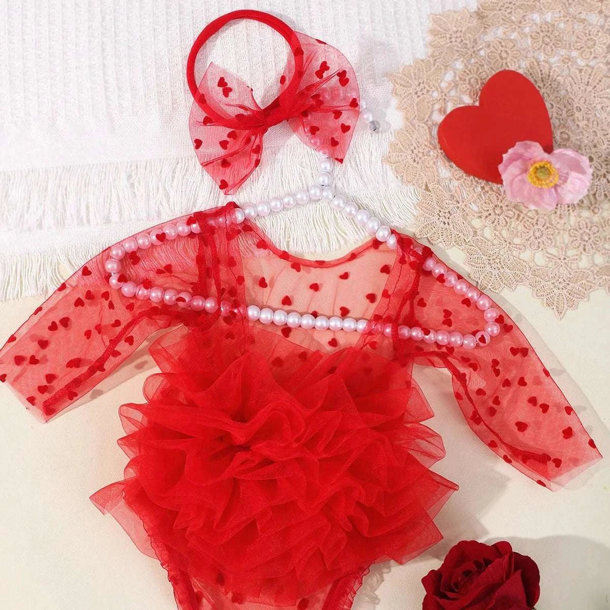 Ylstee Circular Polka Dot Newborn Photography Romper with Bow Headband Baby Girl Photoshoot Outfits 1 Month Infant Picture Props