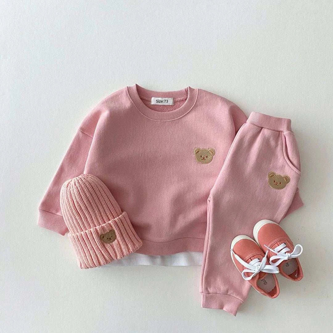 Fashion Toddler Baby Boys Girl Fall Clothes Sets Baby Girl Clothing Set Kids Sports Bear Sweatshirt Pants 2Pcs Suits Outfits