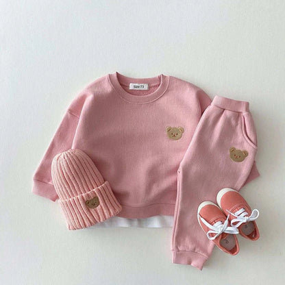 Fashion Toddler Baby Boys Girl Fall Clothes Sets Baby Girl Clothing Set Kids Sports Bear Sweatshirt Pants 2Pcs Suits Outfits