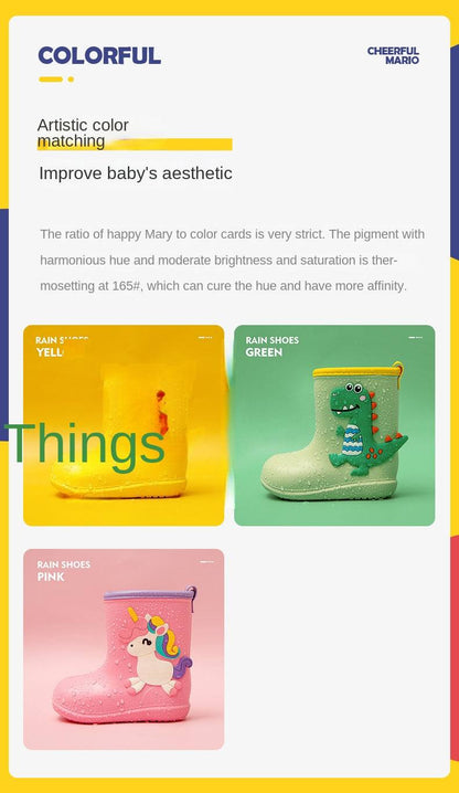 Children Rain Boots Baby Boys Girl EVA Non-slip Outdoor Cartoon Dinosaur Rain boots for Kids Waterproof Shoes Water boots girl