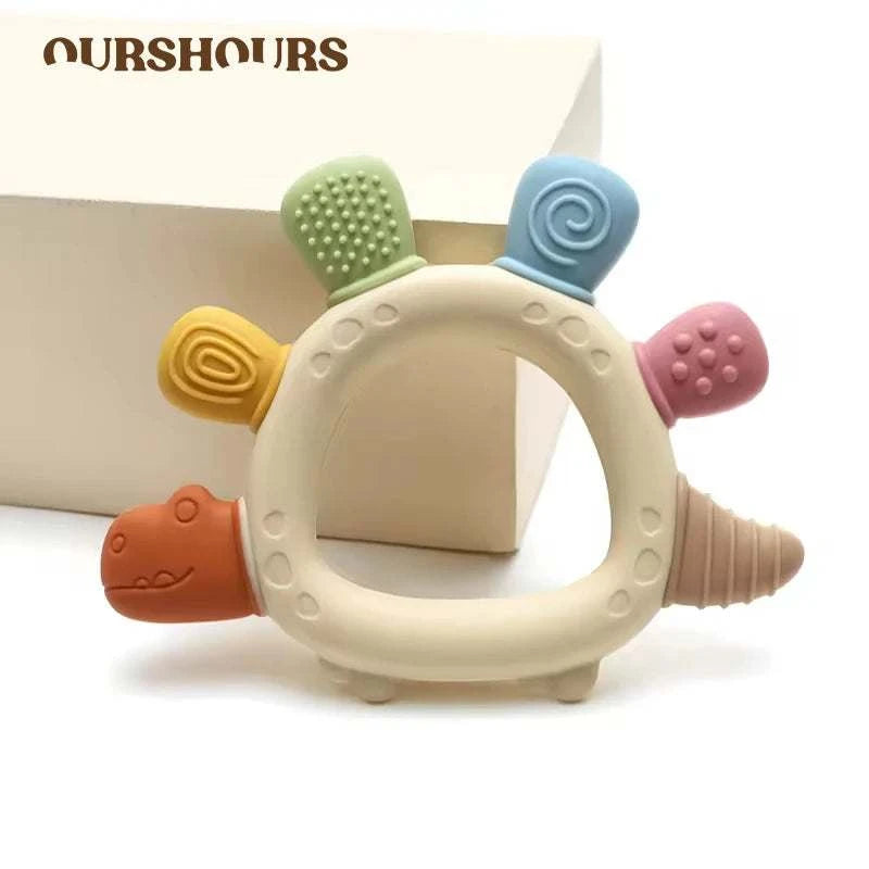 Baby dinosaur silicone teething toy BPA free infant chewing accessory