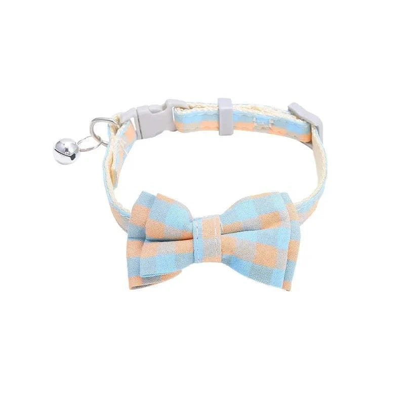 Cat Collar Breakaway with Cute Bow Tie and Bell  Adjustable &amp; Removable Plaid Dog Collar for Cats Kitty Kitten Small Medium Dogs