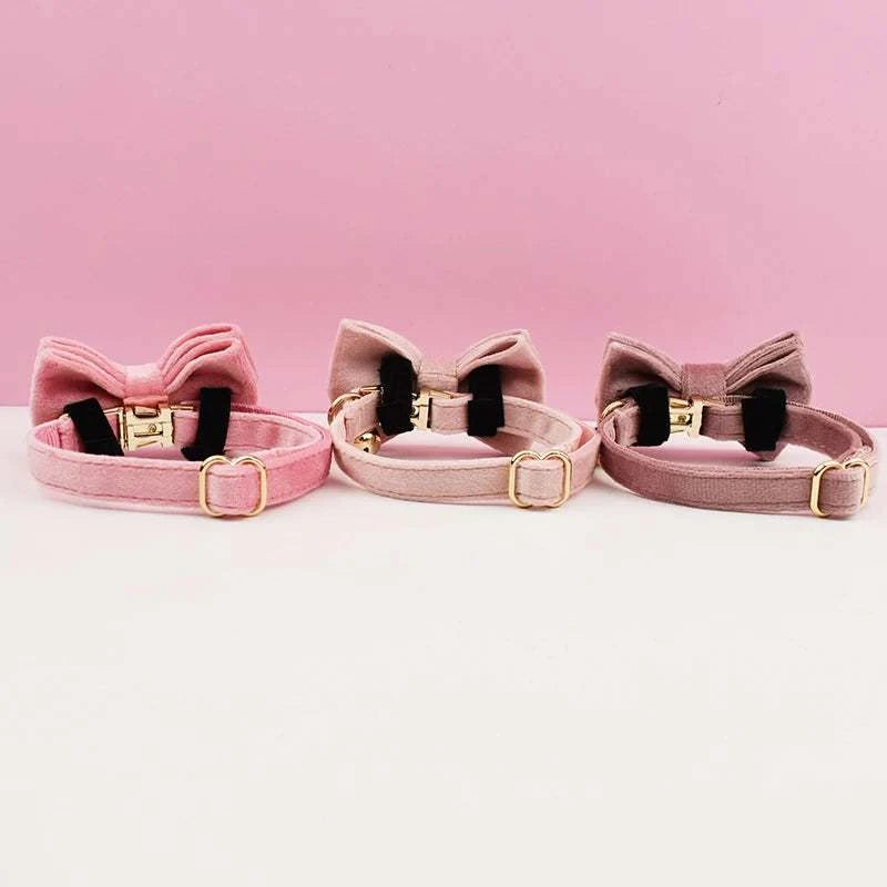 Stylish Adjustable Cat Collar with Bowknot Engraveable Pet Safety Feature for Choking Prevention Comfortable Fit for Cats