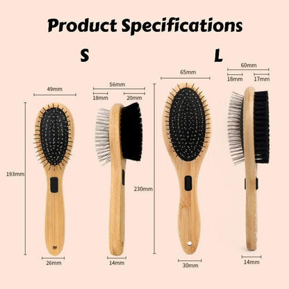 Dual-Sided Boar Bristle Pet Brush: Massage &amp; Deshedding Grooming Tool for Dogs &amp; Cats, Gentle Cleaning and Shine Enhancer