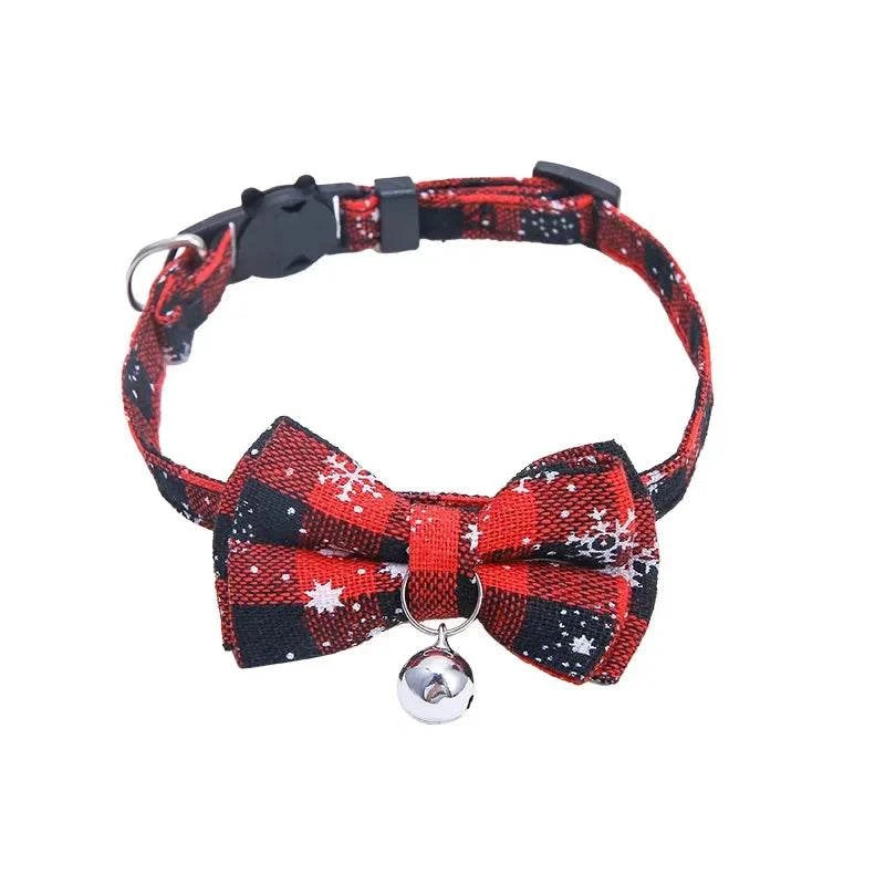 Cat Collar Breakaway with Cute Bow Tie and Bell  Adjustable &amp; Removable Plaid Dog Collar for Cats Kitty Kitten Small Medium Dogs