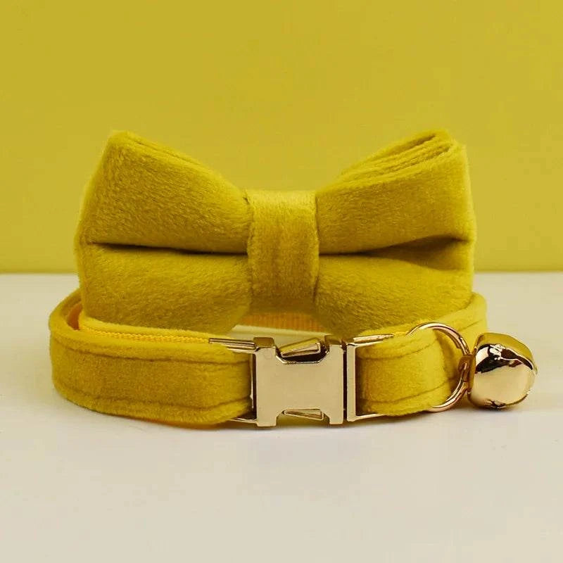 Stylish Adjustable Cat Collar with Bowknot Engraveable Pet Safety Feature for Choking Prevention Comfortable Fit for Cats