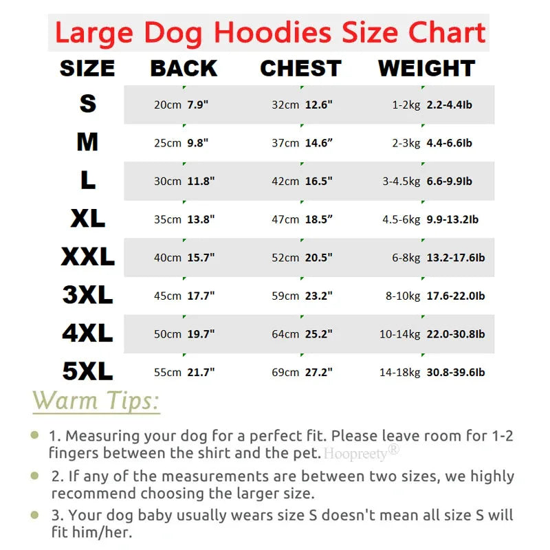 S-5XL Pet Dog Hoodie