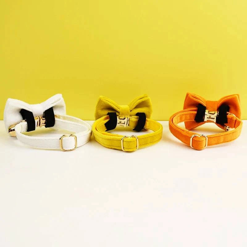 Stylish Adjustable Cat Collar with Bowknot Engraveable Pet Safety Feature for Choking Prevention Comfortable Fit for Cats